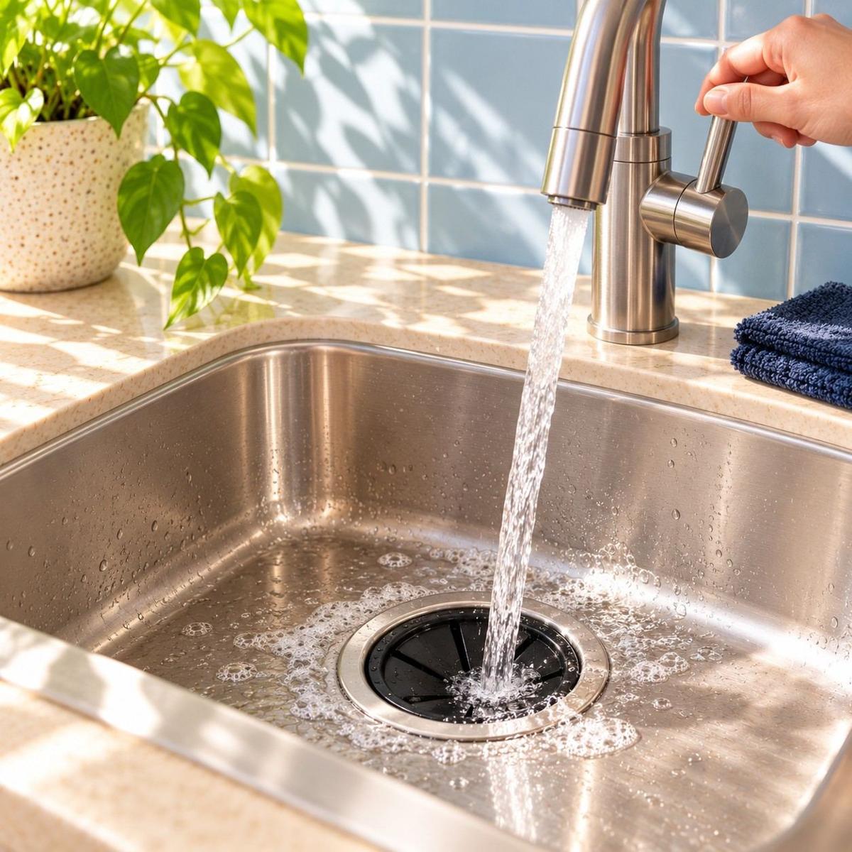 Warm water rinsing the disposal opening