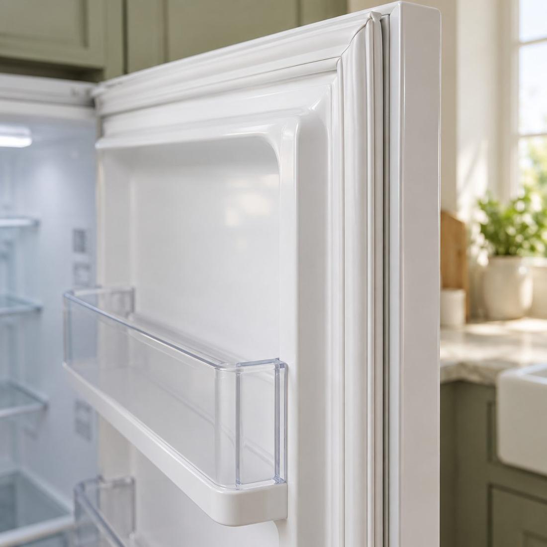 Refrigerator door seals: close view of the seam or seal intended for localized treatment