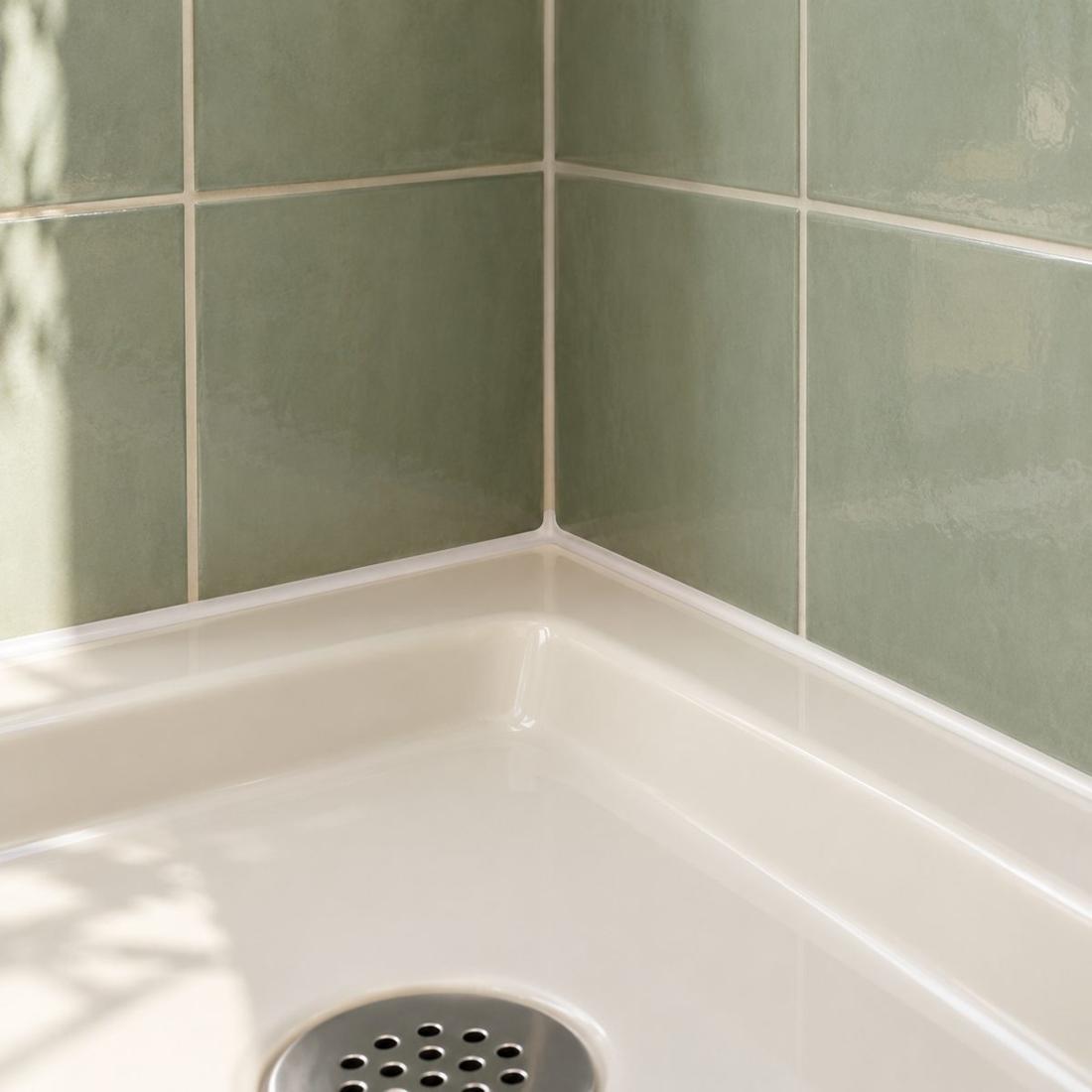 Shower grout & caulk: close view of the seam or seal intended for localized treatment