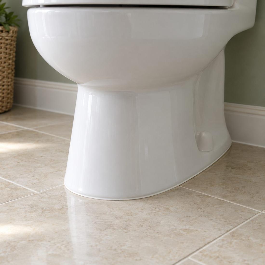 Toilet base seams: close view of the seam or seal intended for localized treatment