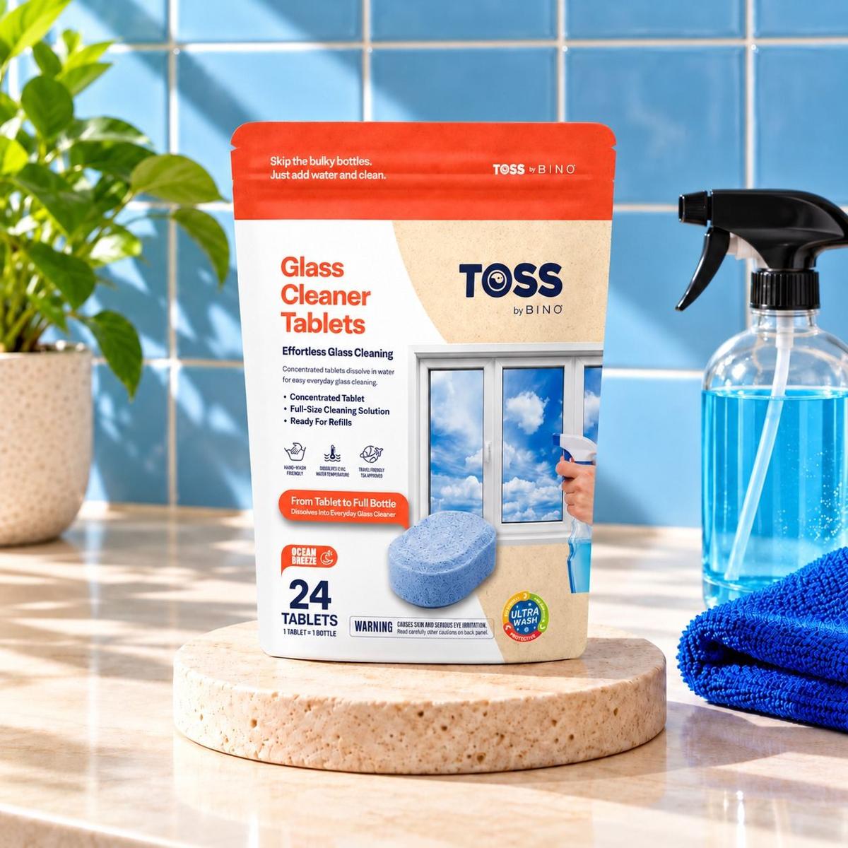 TOSS Glass Cleaner Tablets packaging